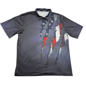 Obnoxious Golf Polo Shirt Men XL The Eagle Black American Flag Short Sleeve